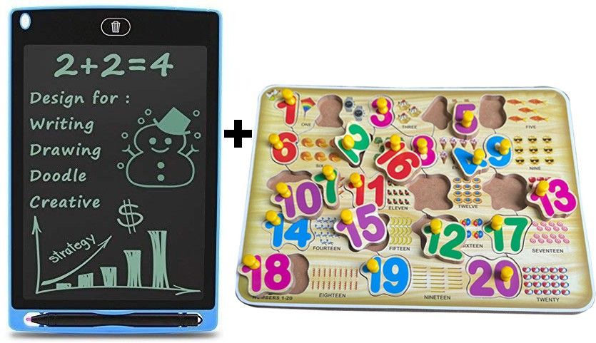 Number Peg Puzzle Math 1to20 Counting Board+Drawing Board LCD Writing Pad/Tablet-image-5