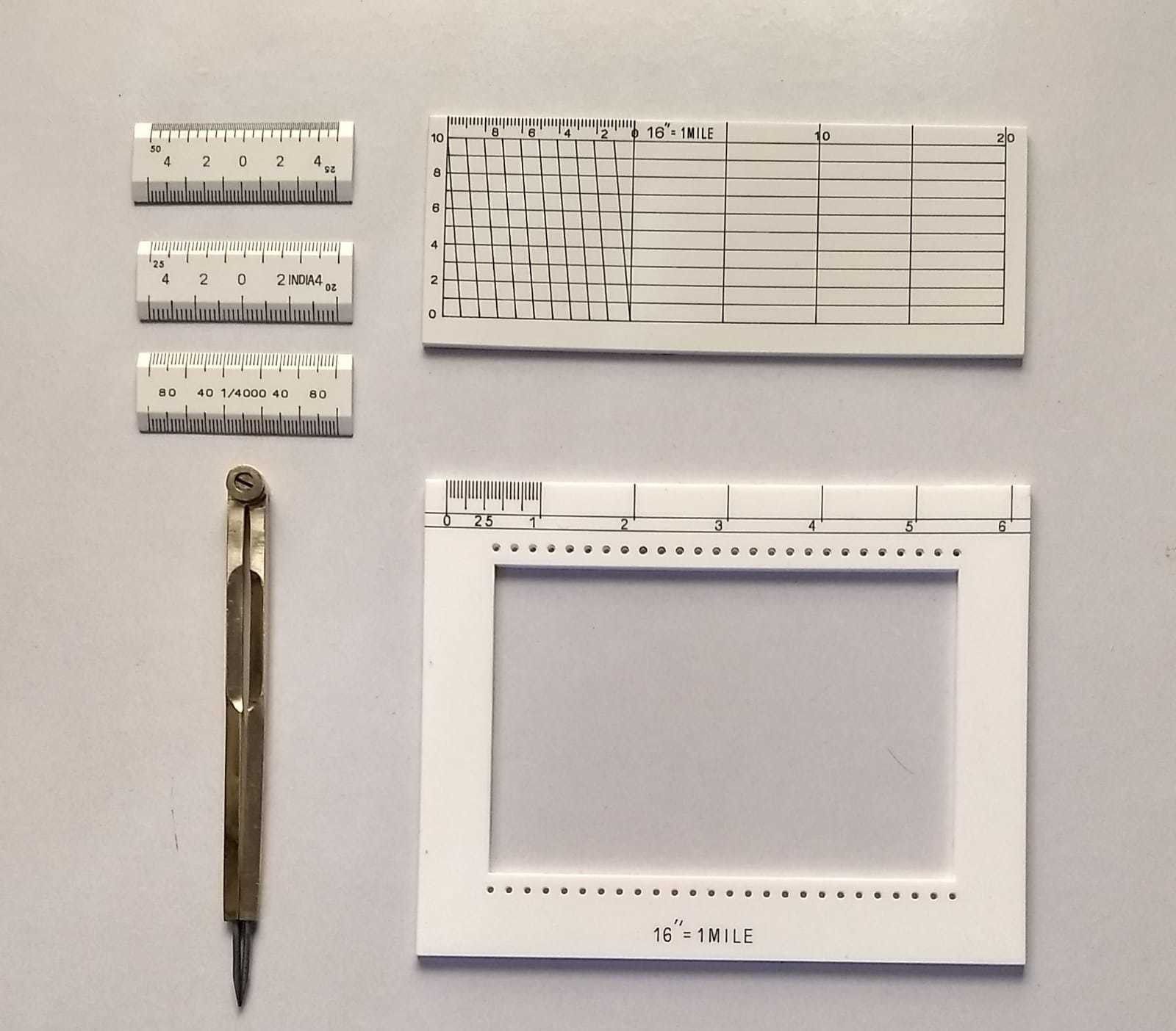 PATWARI DIAGONAL SCALE & ACRE COMB OF 16''= 1 MILE (SET OF 6) Height Gauge