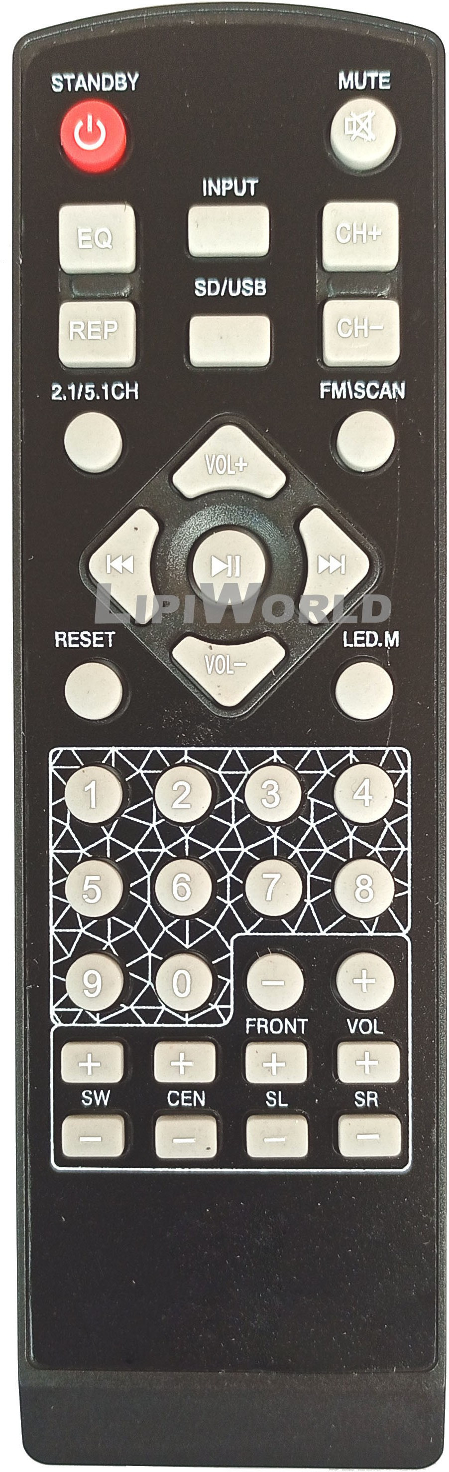 LipiWorld 2.1/5.1 CH Home Theater System Remote Compatible forZebronics Remote Controller image 1