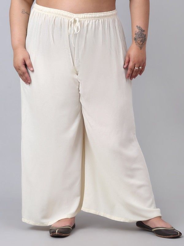 trend level Women Flared White Viscose Rayon Trousers-picture-49