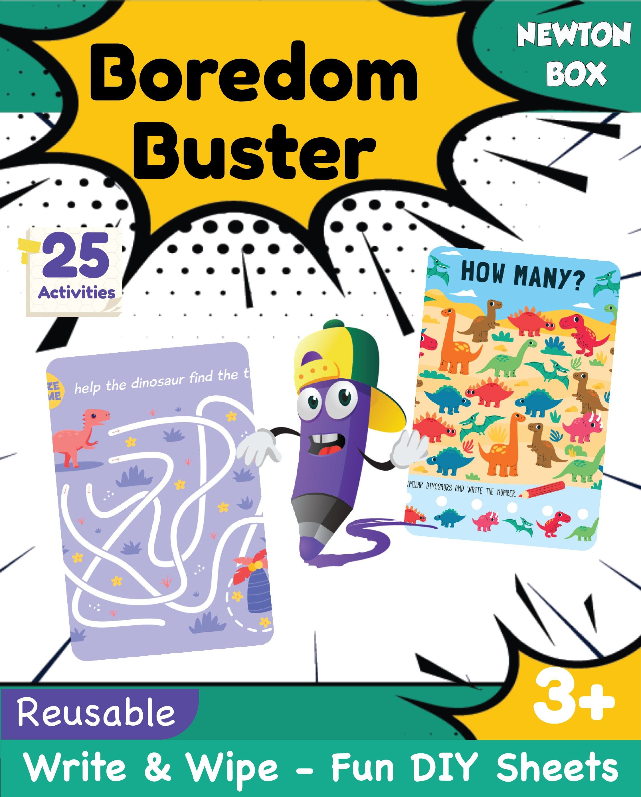 Educational Game : Boredom Buster | Reusable Activity Mats with 2 Marker Pens
