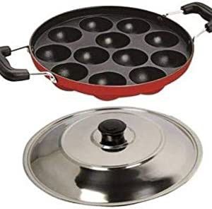 12-Cavities Non Stick Appam Patra with Lid and Side Handle AP_50 Appachatty with Lid 0.125 L capacity 23.5 cm diameter-image-24