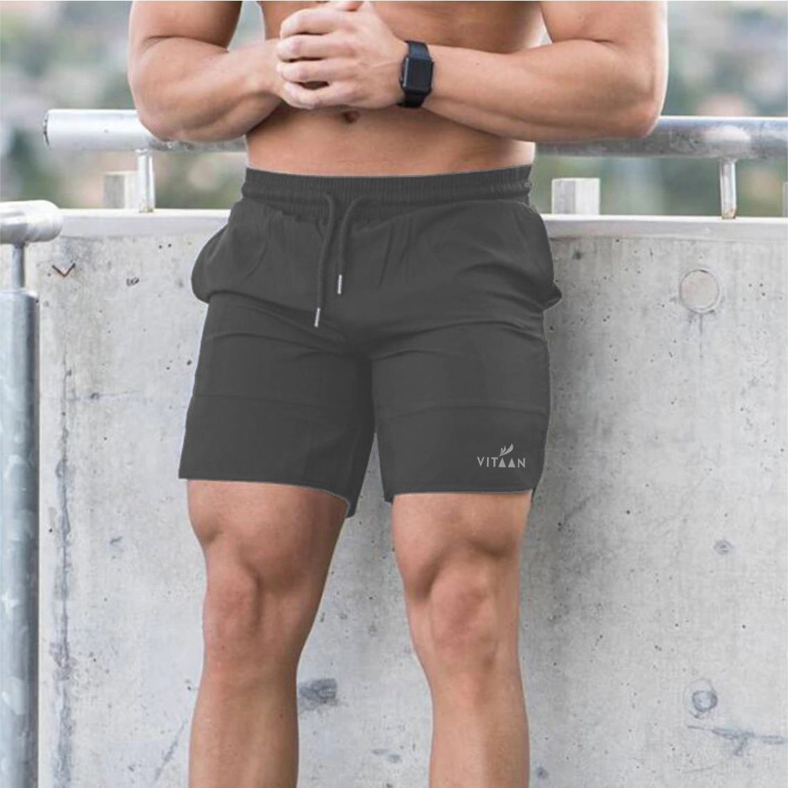 vitaan Printed Men Dark Grey Sports Shorts-picture-41