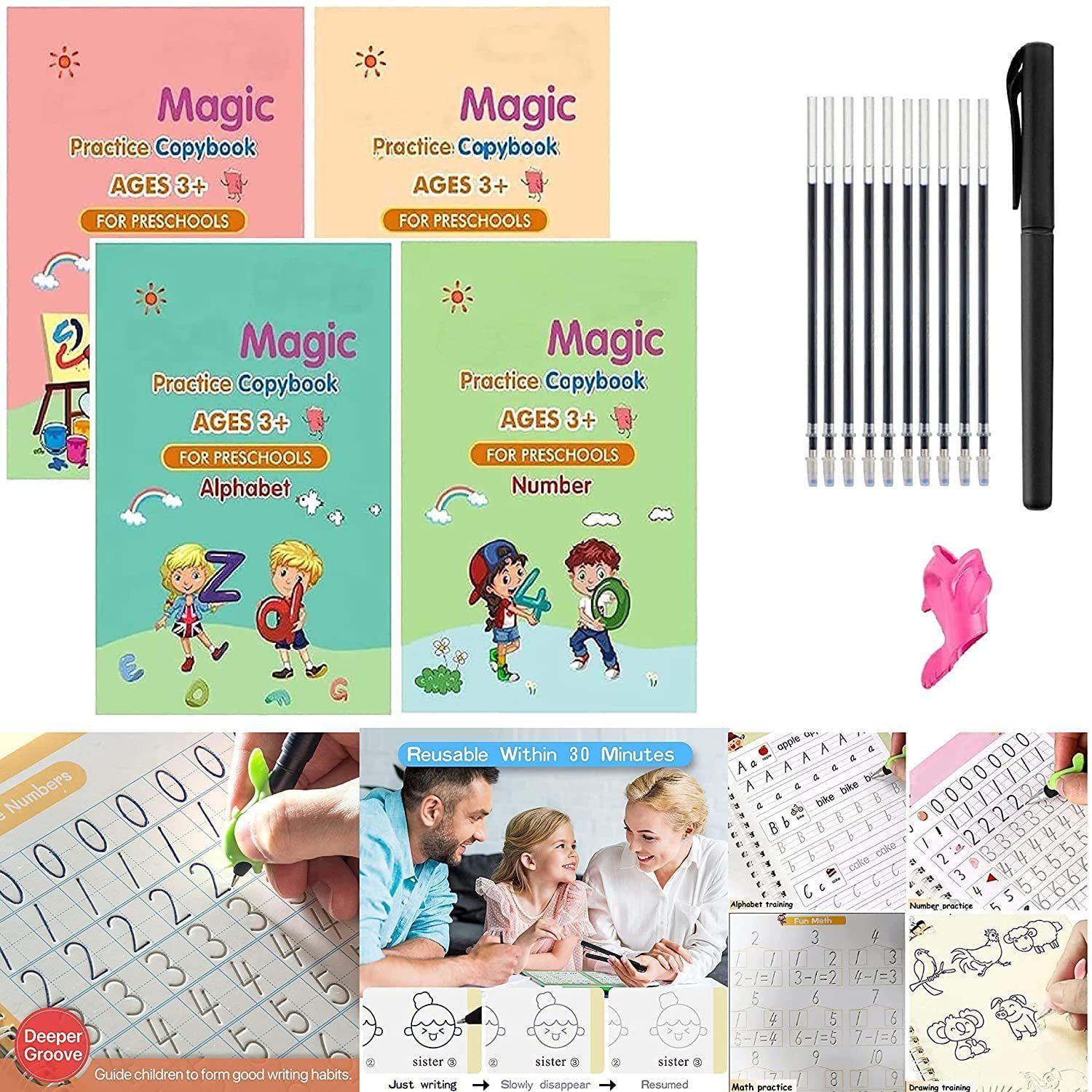 Sank Magic Practice Copy book For Kids Numbers & English & Drawing & Mathematics-image-6