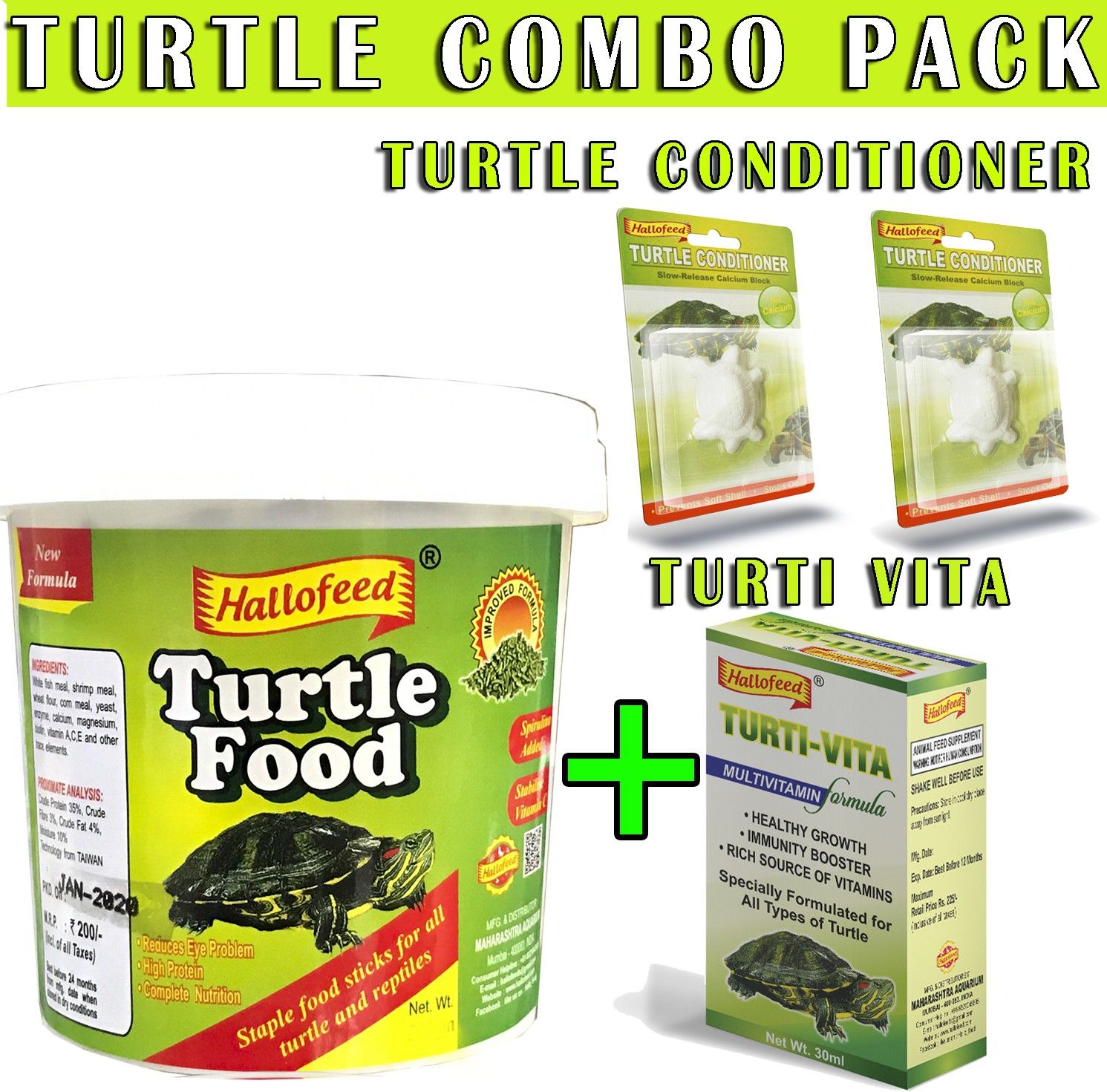 hallofeed Turtle Combo Pack (500gm Turtle food, 2-Turtle Calcium, 1-Turti-vita ) Fish 0.8 kg Dry Adult Turtle Food-picture-7