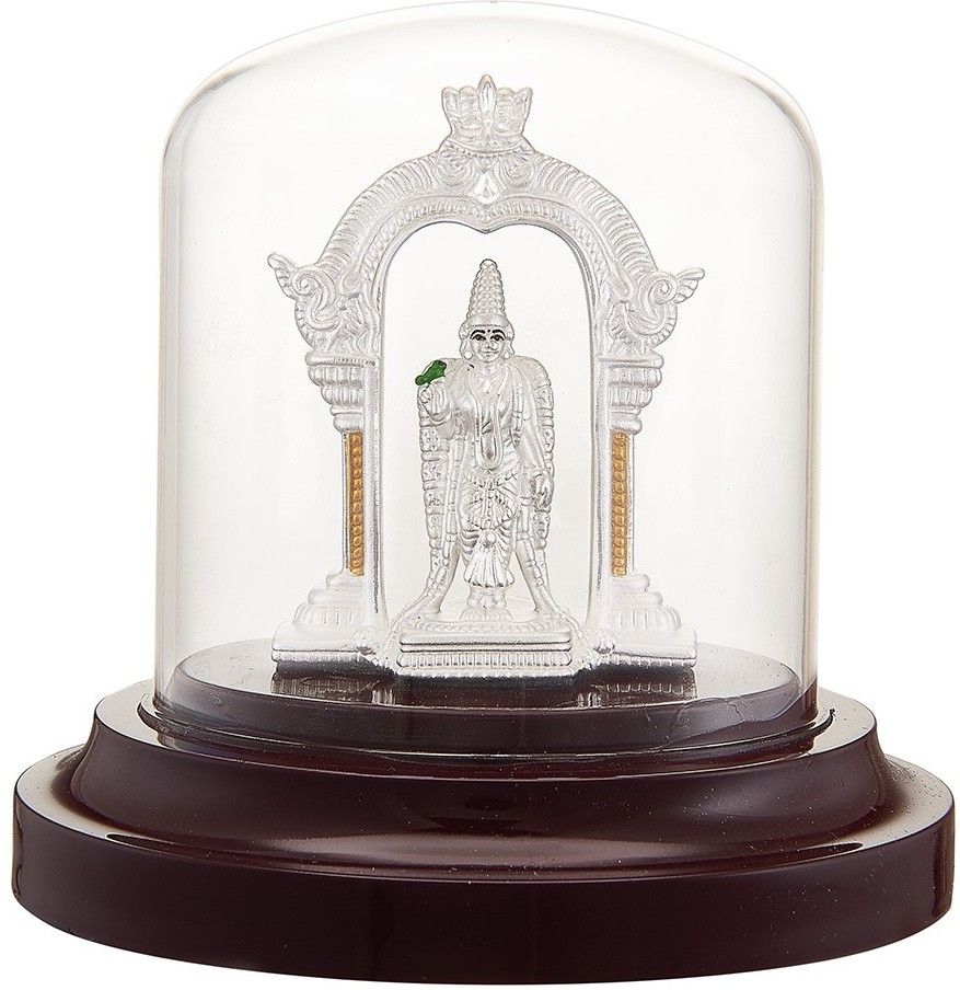 silverspot jewel 999 Pure Silver Beautiful VIGRAHAM MEENAKSHI with Acrylic Base Idol Decorative Showpiece - 12 cm-picture-30