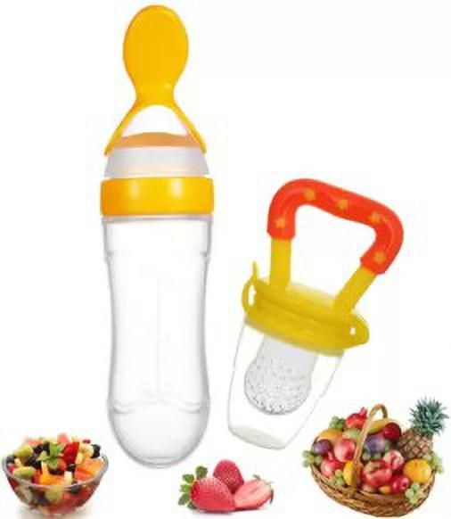 qtypie Food Feeder Bottle with Food Dispensing Spoon, Infant Food Nibbler Teething Toy Feeder-picture-16