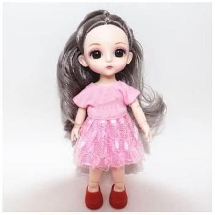 Set Movable Joint Makeup Cute Girl Brown Eyes Fashionable Doll Pink Strawberry Design Dress for Kids Girls-image-4