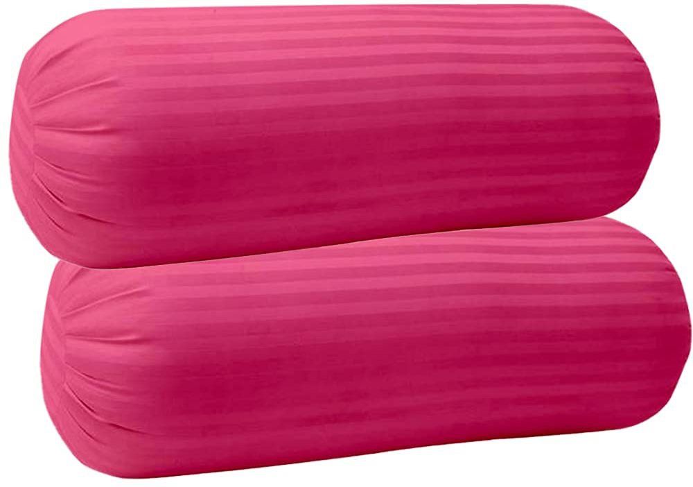 Home & furnish Polyester Fibre Solid Bolster Pack of 2-image-5