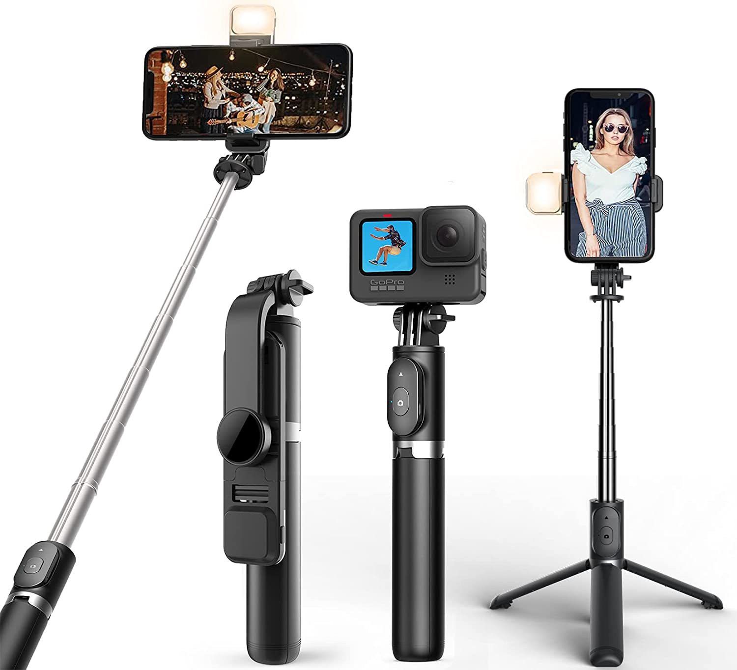 Mindfied Bluetooth Extendable Selfie Stick with Wireless Remote and 2 Level Fill 3 Axis 3 Axis Gimbal for Mobile