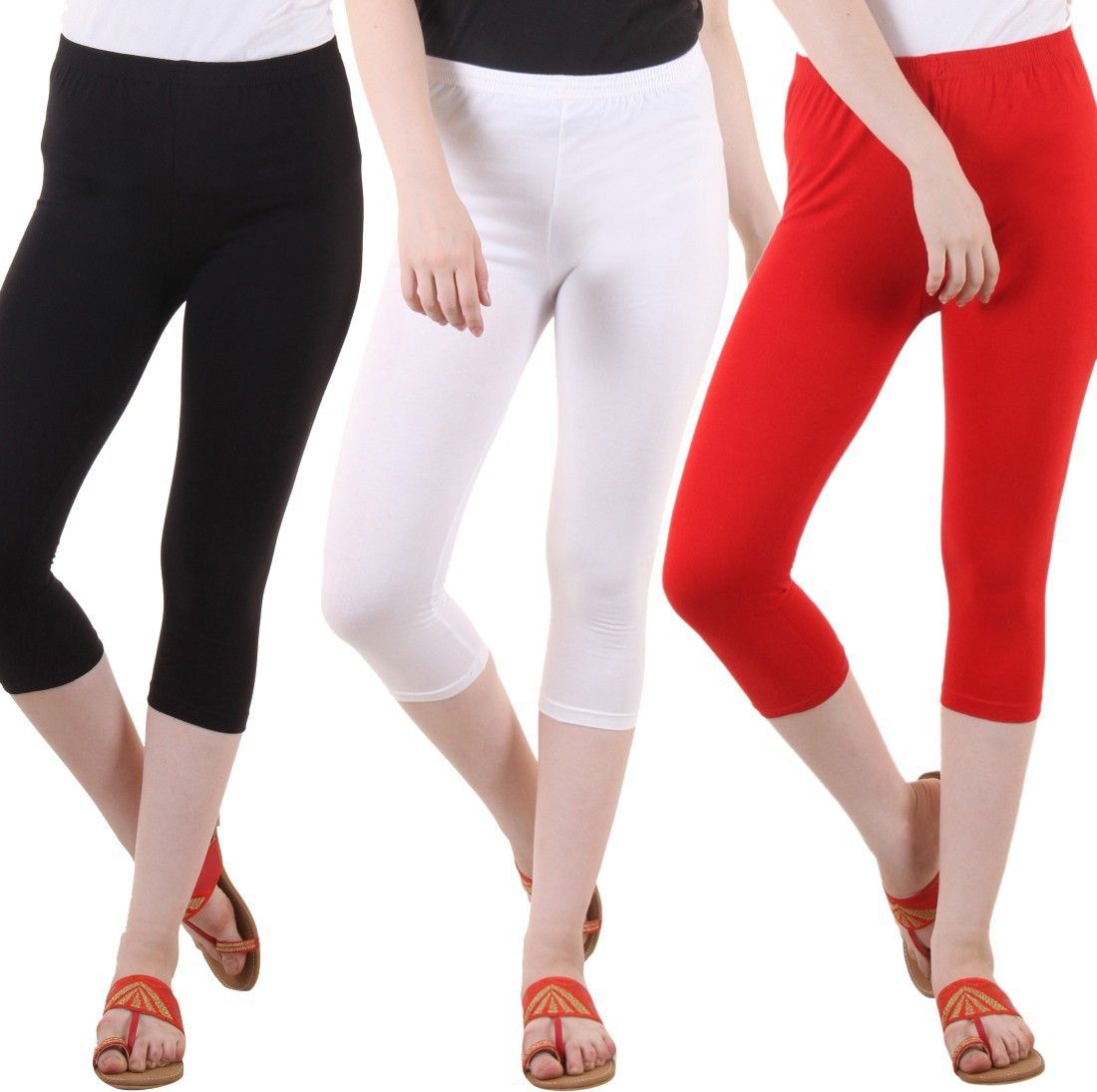 diaz Women Red, White, Black Capri-picture-14
