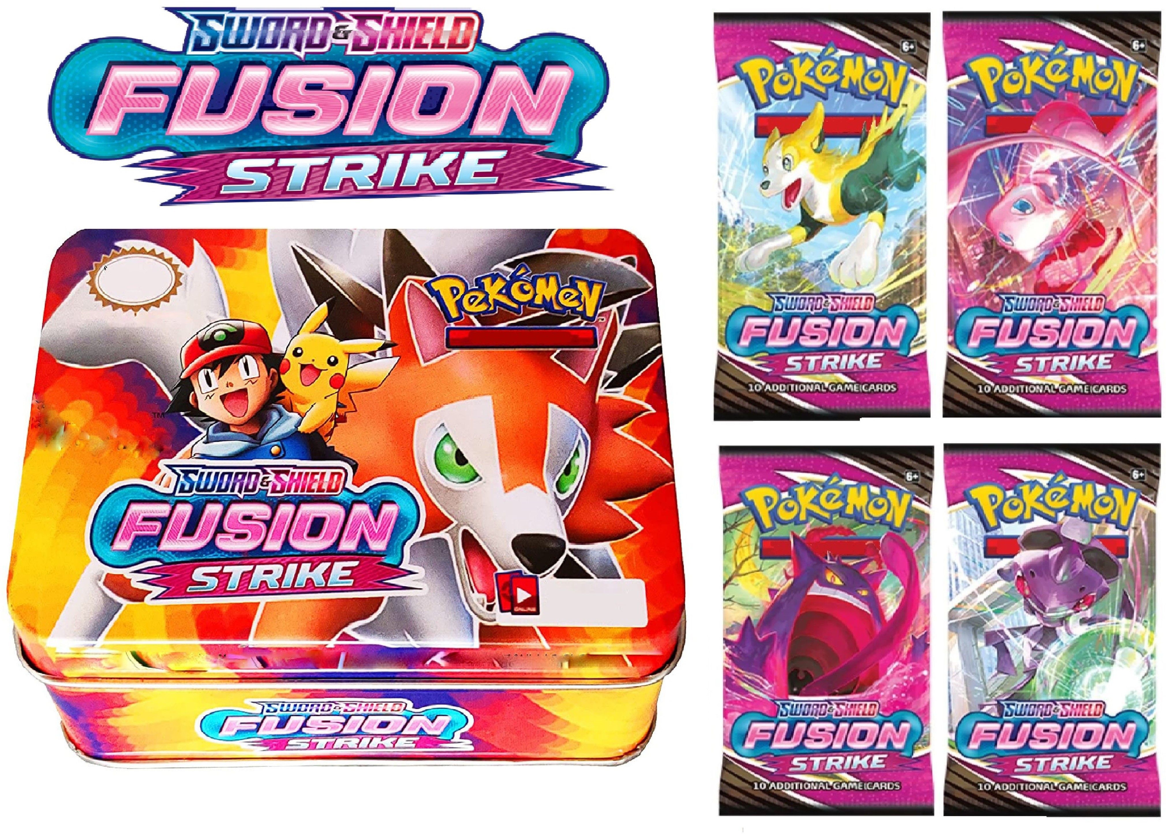 bestie toys Pokemon Sword And Shield Pokemon Tin With 4 Fusion Strike booster-picture-26