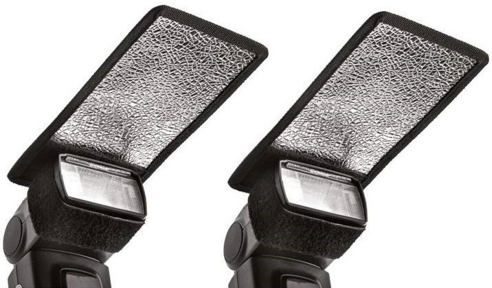 Adhvik Set Of 2 Pcs Universal Silver White Diffuser Reflector Flash Flat Bouncer Card Nikon, Canon, Pentax, Sony Diffuser image 1