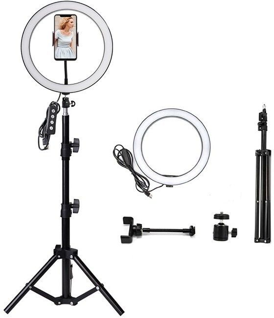 Webilla Selfie Ring Light with Stand & Phone Holder 3 Modes & 10 Brightness LED Ring Light for YouTube Video/Live Stream/Makeup/Photography Compatible with iOS/Android Ring Flash-image-42