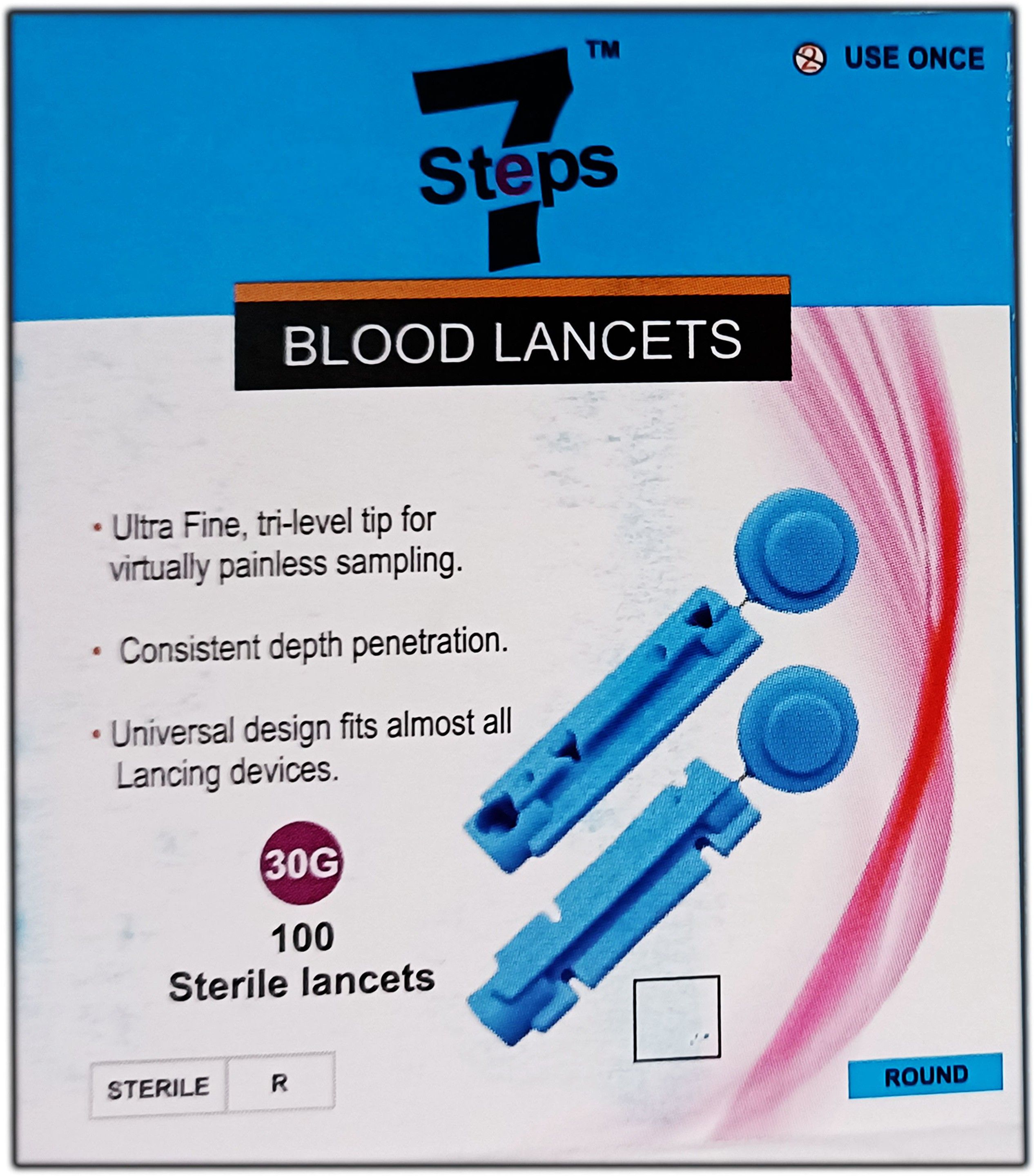 Seven Steps Round Blood 100 Glucometer Lancets-picture-47