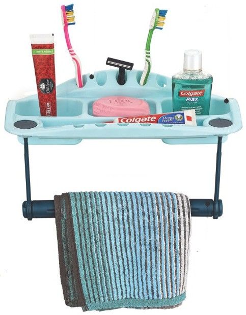 Bathroom Plastic Stand ( Pack Of 1 ) Holder Sky Blue Towel Holder-image-7
