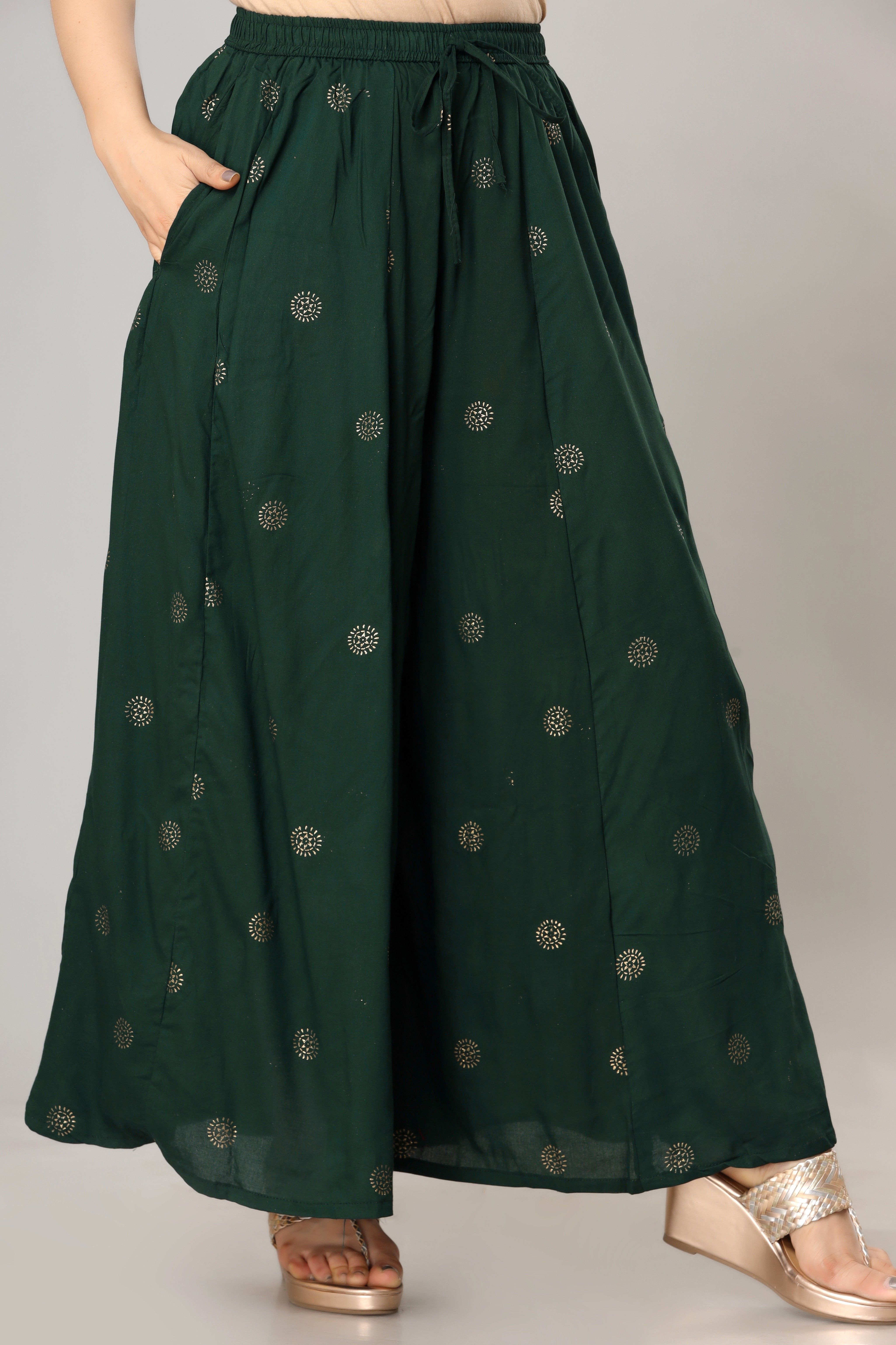 Women Regular Fit Dark Green Viscose Rayon Trousers-image-6