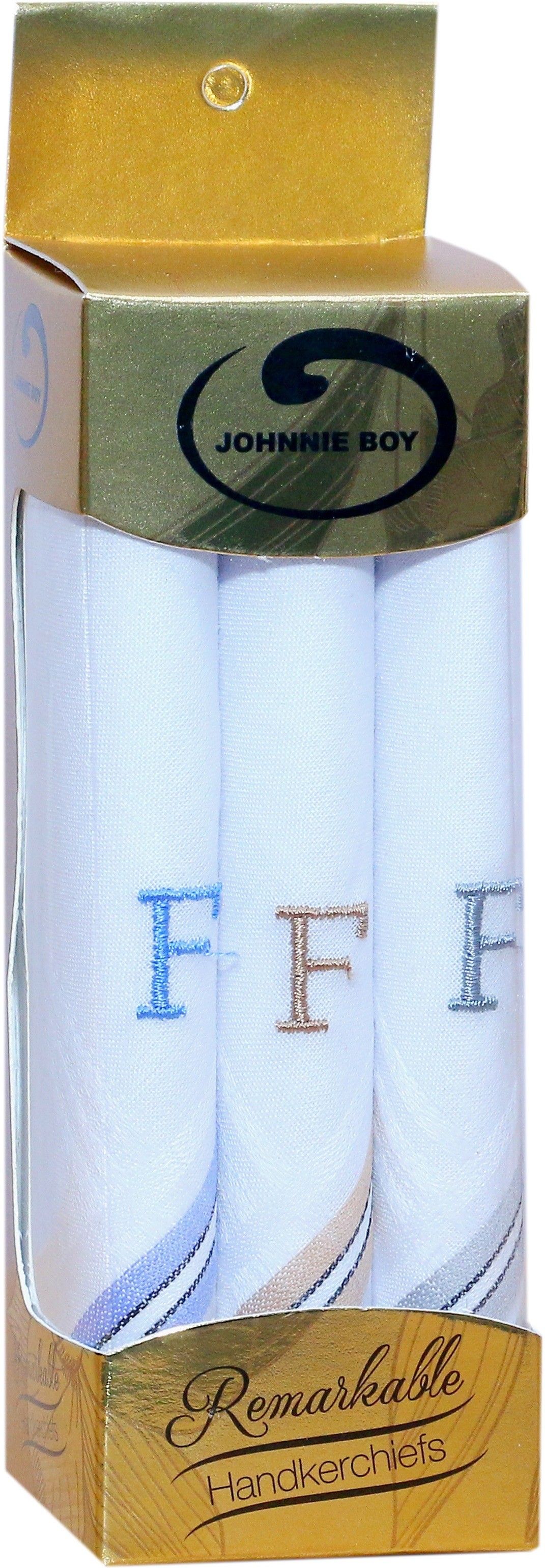 Johnnie Boy Handkerchief for men & boys initials Pack of 3 F ["White"] Handkerchief-picture-28