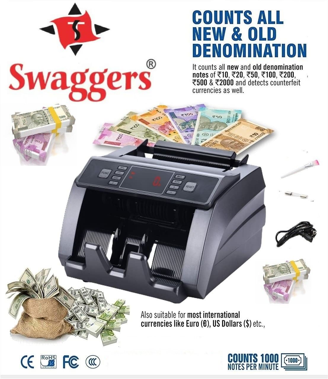 SWAGGERS LATEST CURRENCY COUNTING MACHINE WITH FAKE NOT DETECTOR Note Counting Machine-picture-21