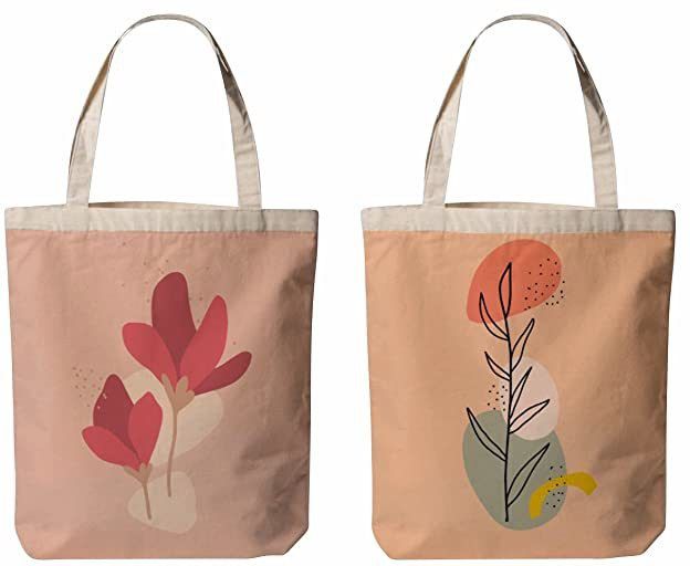 Colorful cotton shopping bag for vegetables,fruits,eco friendly Pack of 2 Grocery Bags