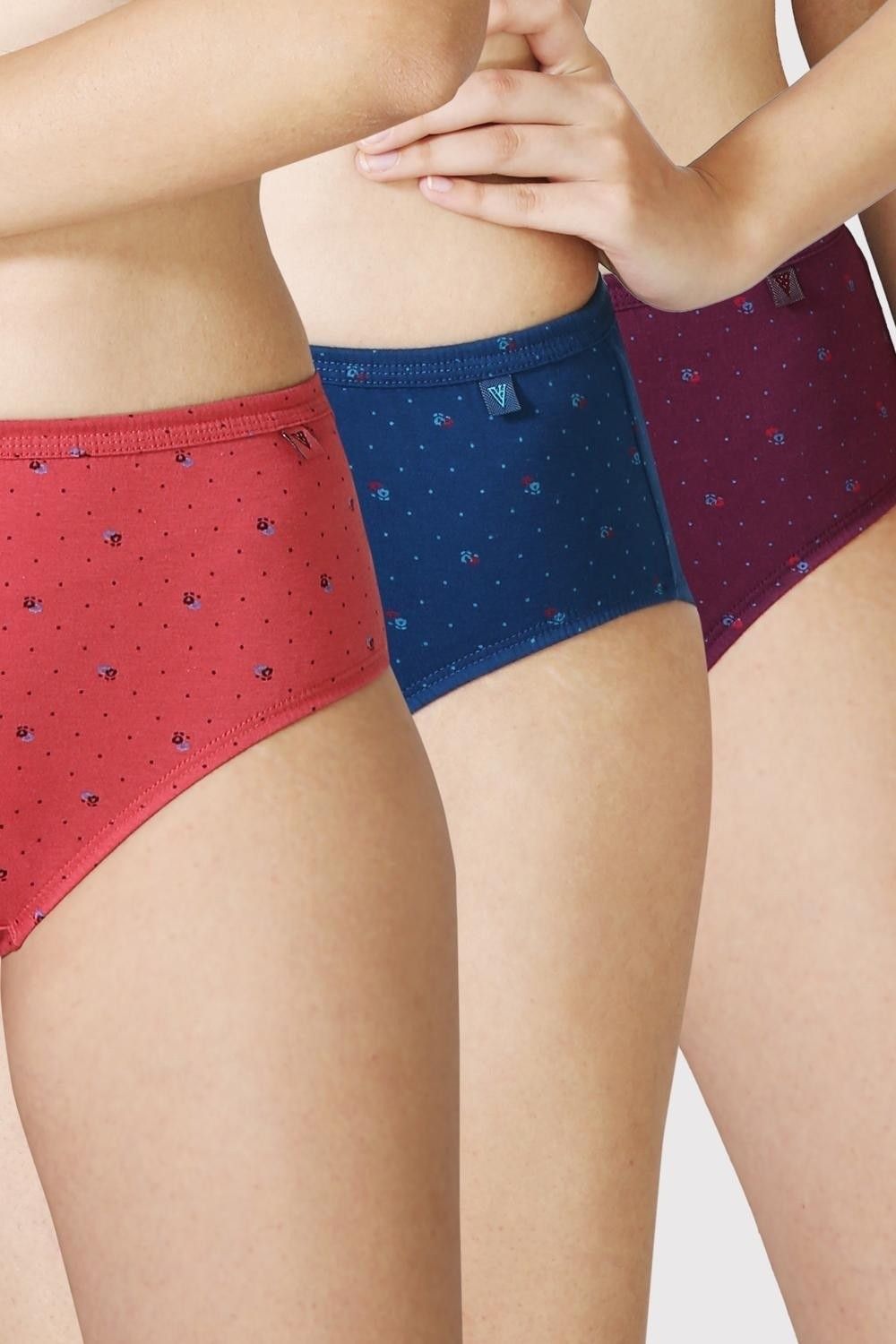 Pack of 3 Antibacterial And No Marks Waistband Women Hipster Multicolor Panty-image-11
