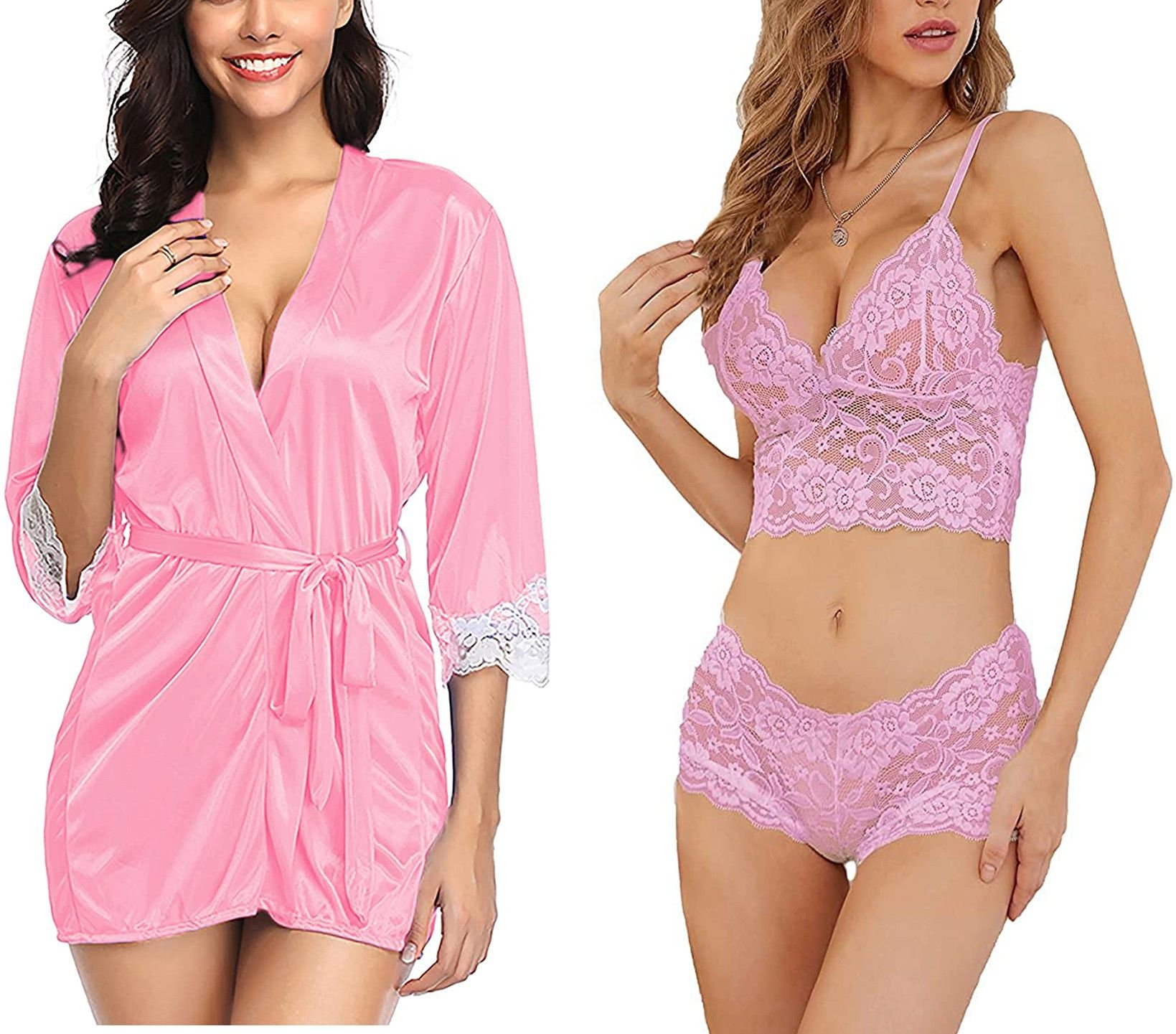 Self Design Women Bikini Pink Swimsuit-image-22