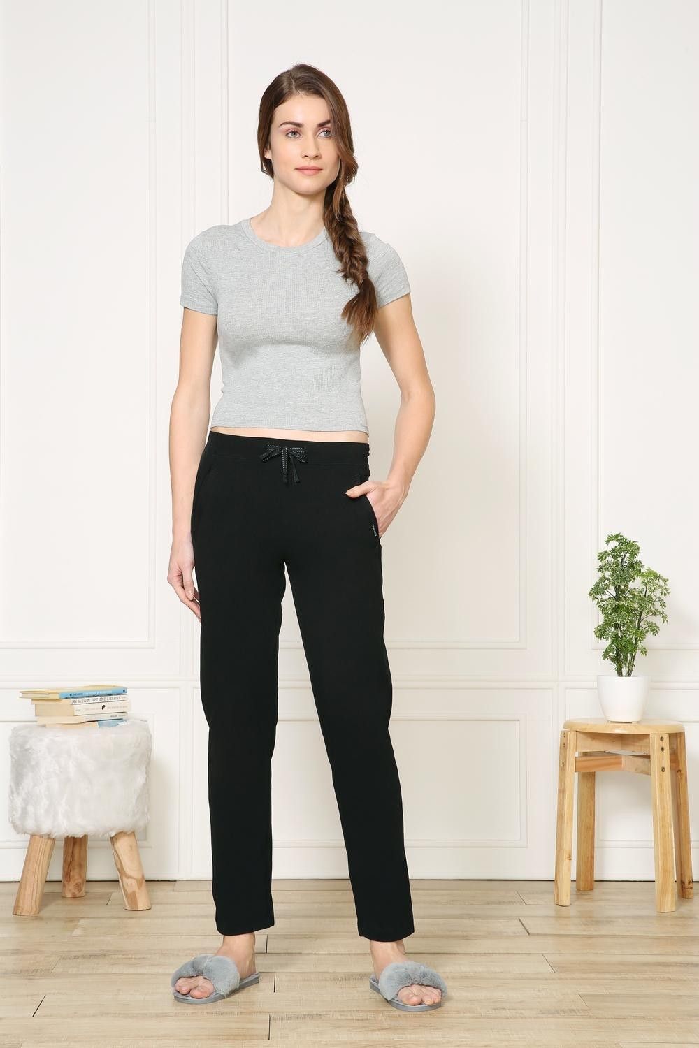 van heusen Smart Tech+ And Easy Stain Release Women Solid Black Track Pants-picture-13