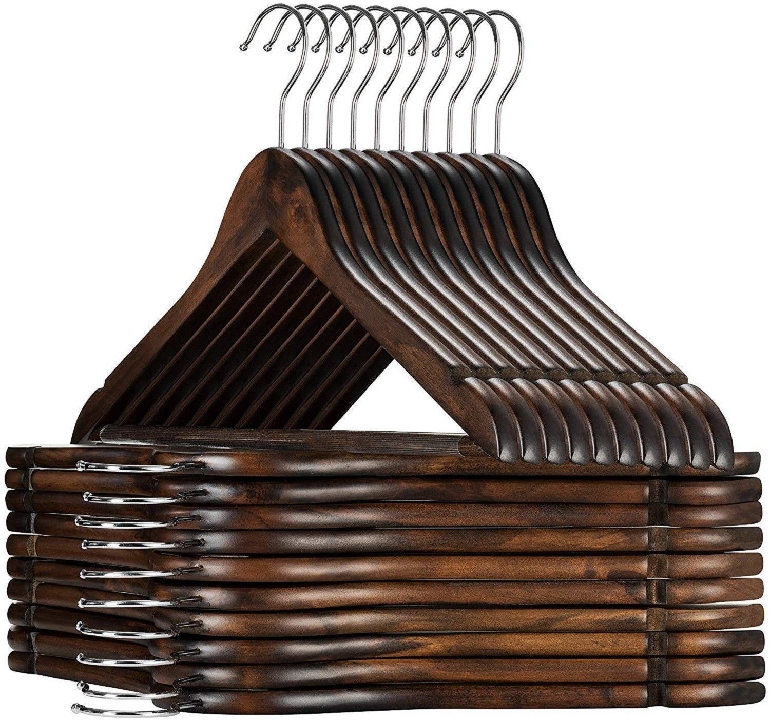 Walnut Wooden Hangers 360-Degree Rotatable Hook for Coat, Suit, Pant, Jackets Wooden Coat Pack of 6 Hangers For Coat-image-33