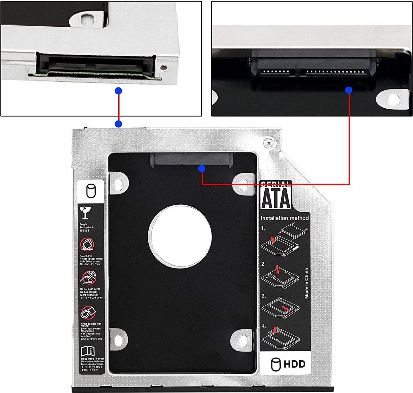 TERABYTE 2.5''Internal HDD 9.5MM Caddy SATA Second CD/DVD-ROM to Expanded Data Storage 2.5 inch 9.5MM Internal Hard Drive Enclosure/HDD CADDY-image-48