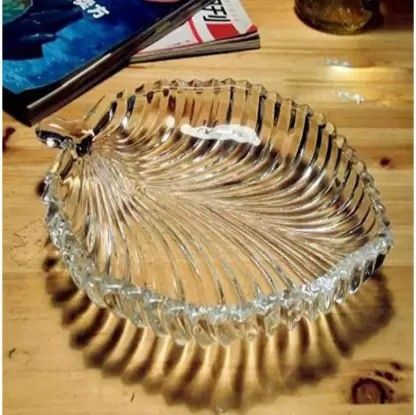 dulariya Leaf Shape Glass Plate for Dry Fruits,(Clear, Pack of 1) Tray-picture-23