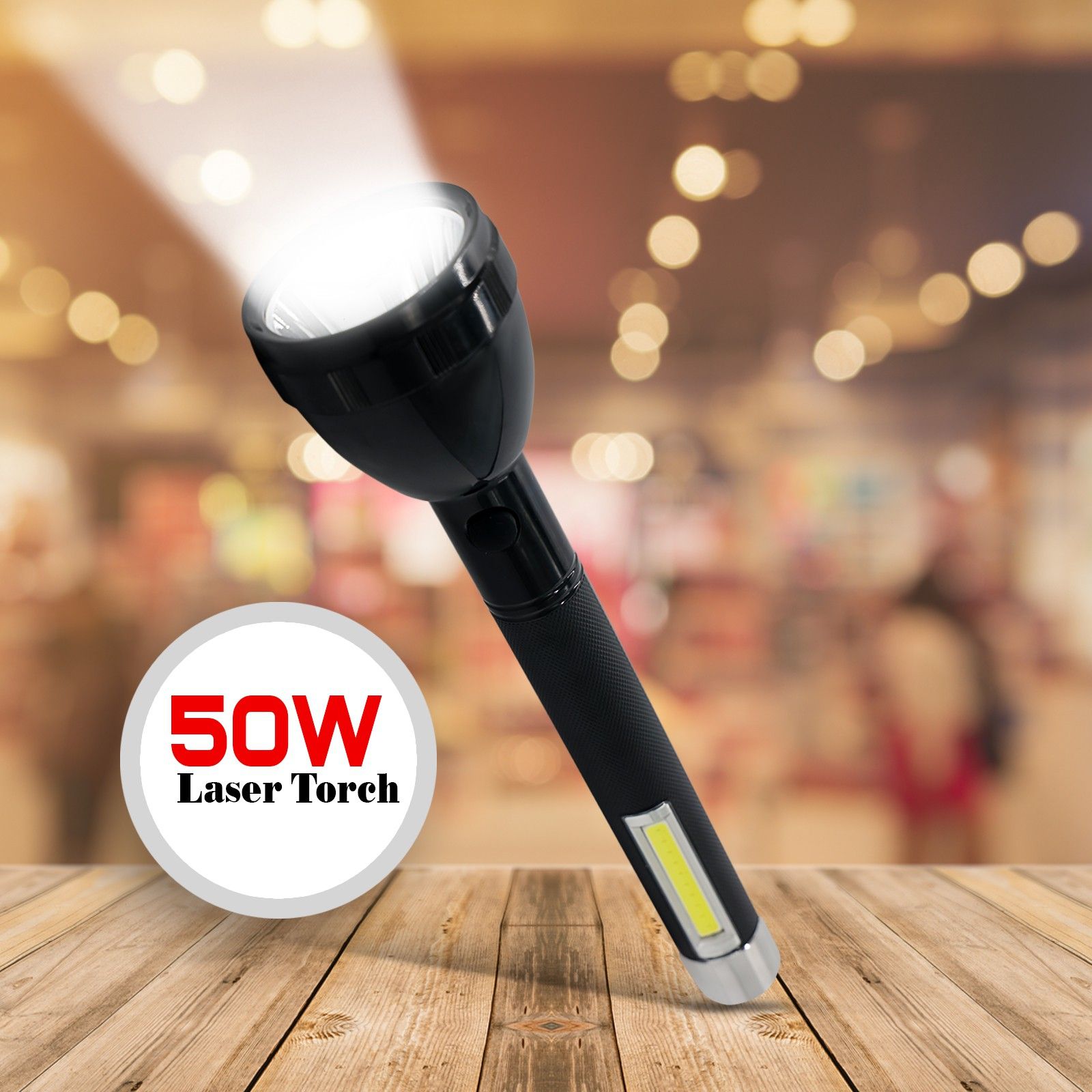 4 Mode Power Full USB Rechargeable Long Range Torch Up to 1Km with Reading light 12 hrs Torch Emergency Light