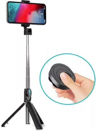 Wanzhow Foldable Handheld SelfieStick 3 In 1 Bluetooth Extendable tripod with Remote Tripod Bracket, Tripod, Monopod image 1