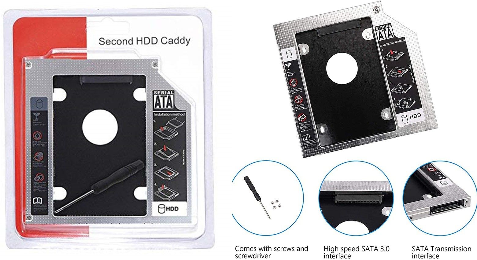 GIPTIP 2.5''Internal 2nd SATA HDD 9.5MM CADDY CD/DVD-ROM to Expanded Data Storage 2.5 inch 9.5 MM Universal HDD Caddy Internal Hard Drive Enclosure-picture-13