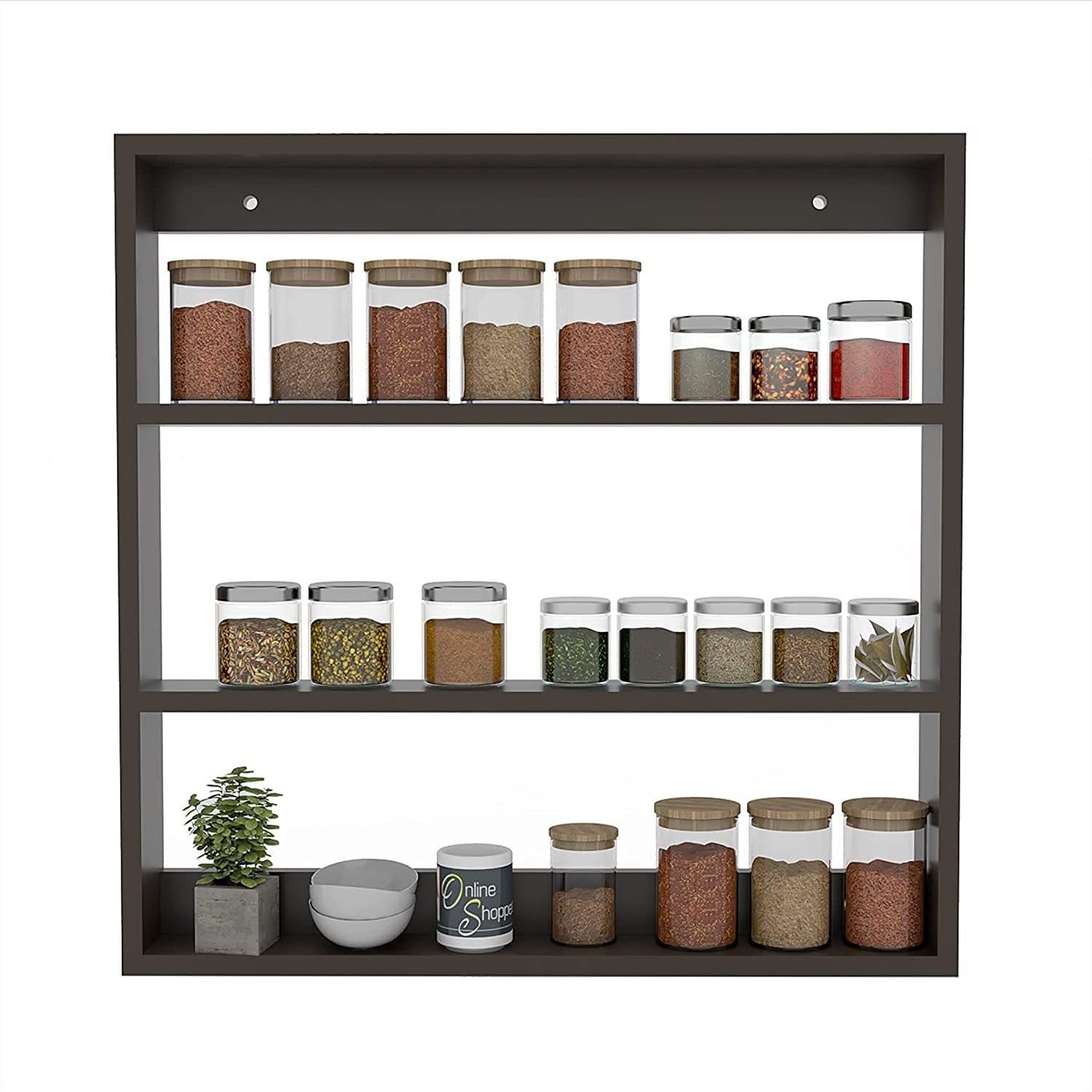 touchwood arts Containers Kitchen Rack Shelf for Kitchen Storage Boxes Color - Black | Material Wood-picture-17
