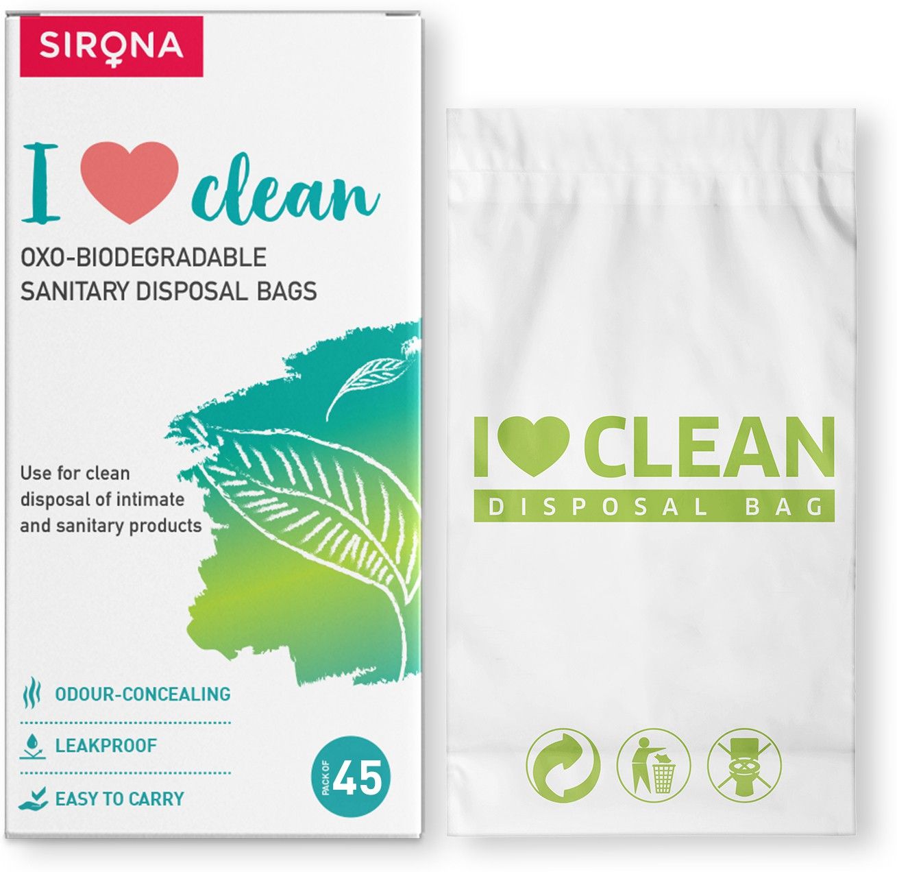 Sanitary Disposable Bags - 45 Bags | for Discreet Disposal of Tampons, Condoms, Sanitary Pads, Panty Liners & Personal Hygiene Waste Sanitary Pad