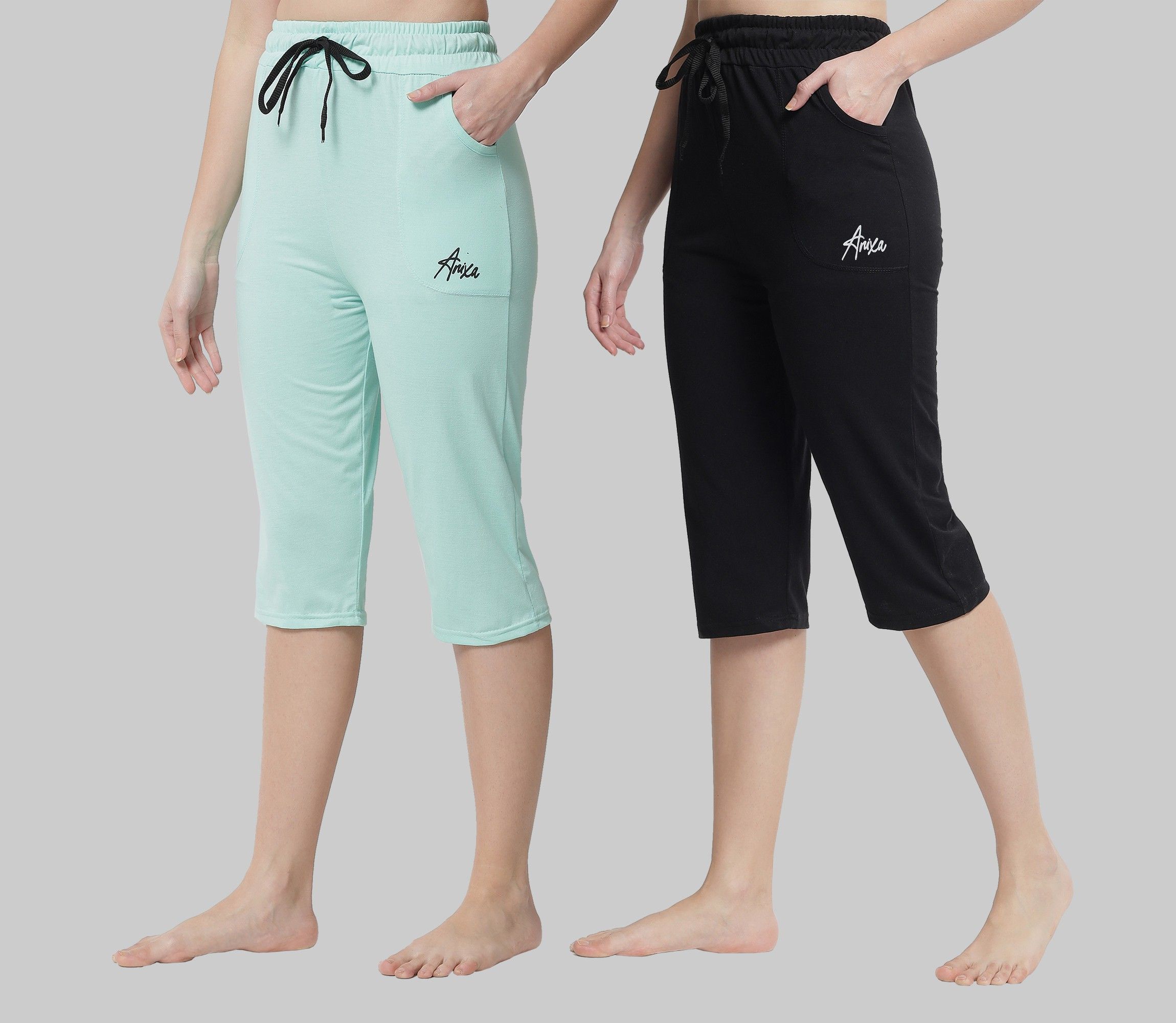 Women Black, Green Capri-image-37