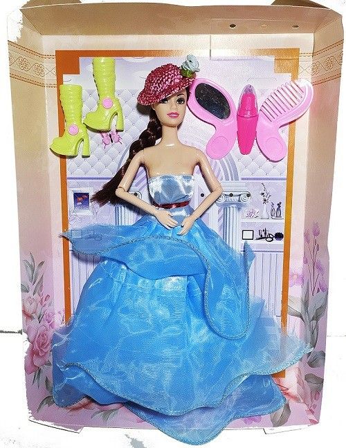 happy toys & games Elegant Girl Beautiful Gaown with Doll, Shoe & Mirror & Comb-picture-35
