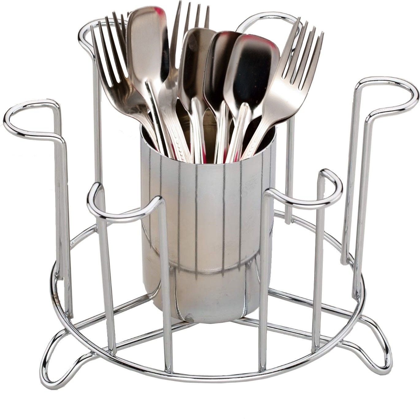 Stainless Steel Glass and Spoon Organiser for Glasses and Cutlery Glass Stand Steel Glass Holder