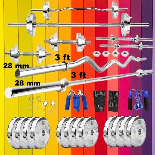 hackerx 25 kg Steel Plates ( 7.5KGX2, 5KGX2 ) Home Gym Combo-picture-28