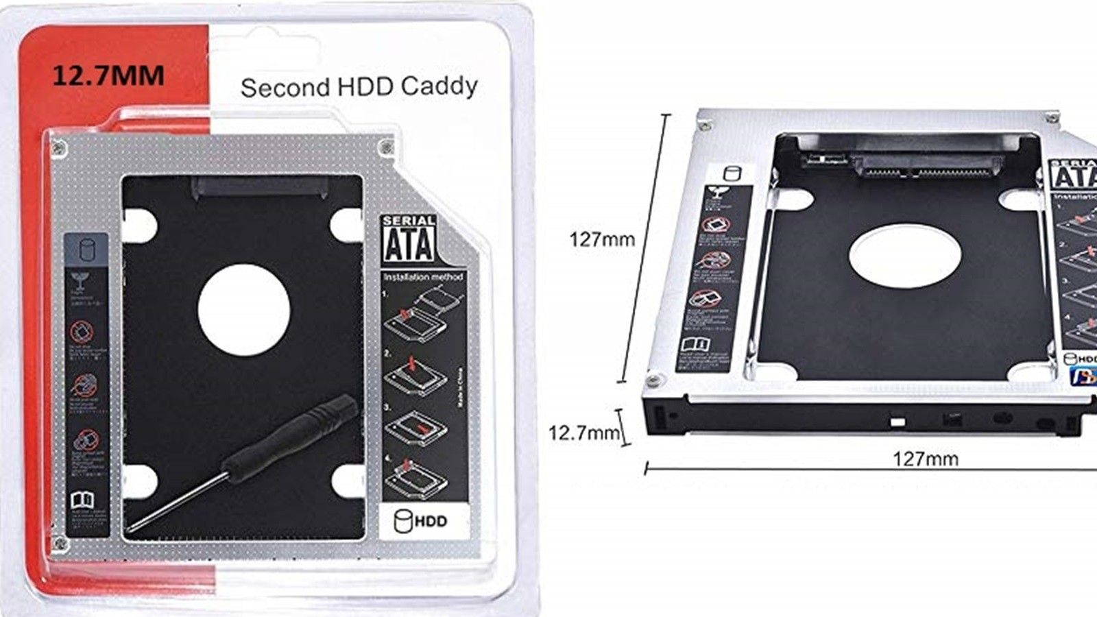 GIPTIP 12.7MM HDD CADDY 2nd SATA 2.5'' Internal CD/DVD-ROM to Expanded Data Storage 2.5 inch 12.7MM Universal HDD Caddy Internal Hard Drive Enclosure for All PC/Laptop-image-32