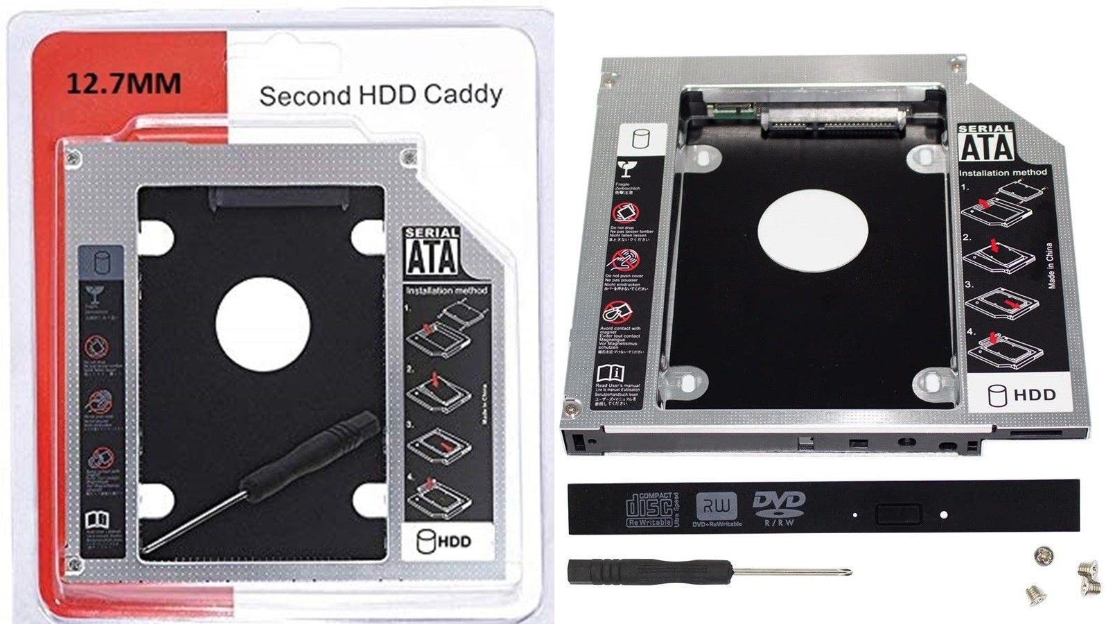 TERABYTE 2.5'' Internal 12.7 MM 2nd SATA HDD CADDY CD/DVD-ROM to Expanded Data Storage 2.5 inch 12.7MM Universal HDD Caddy Internal Hard Drive Enclosure for All Laptop/PC-image-39