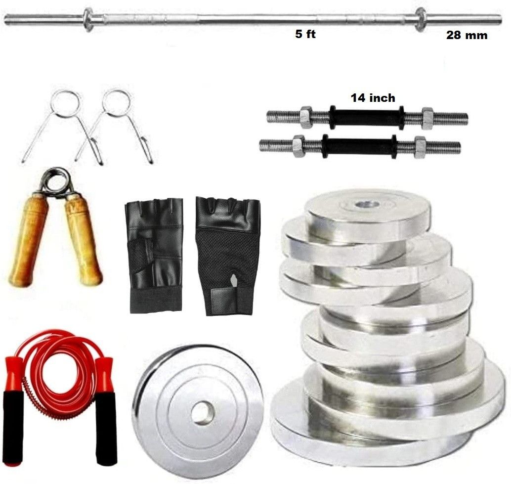 dinetic 30 kg Steel Plates With 5ft Straight Rod Home Gym Combo-picture-7