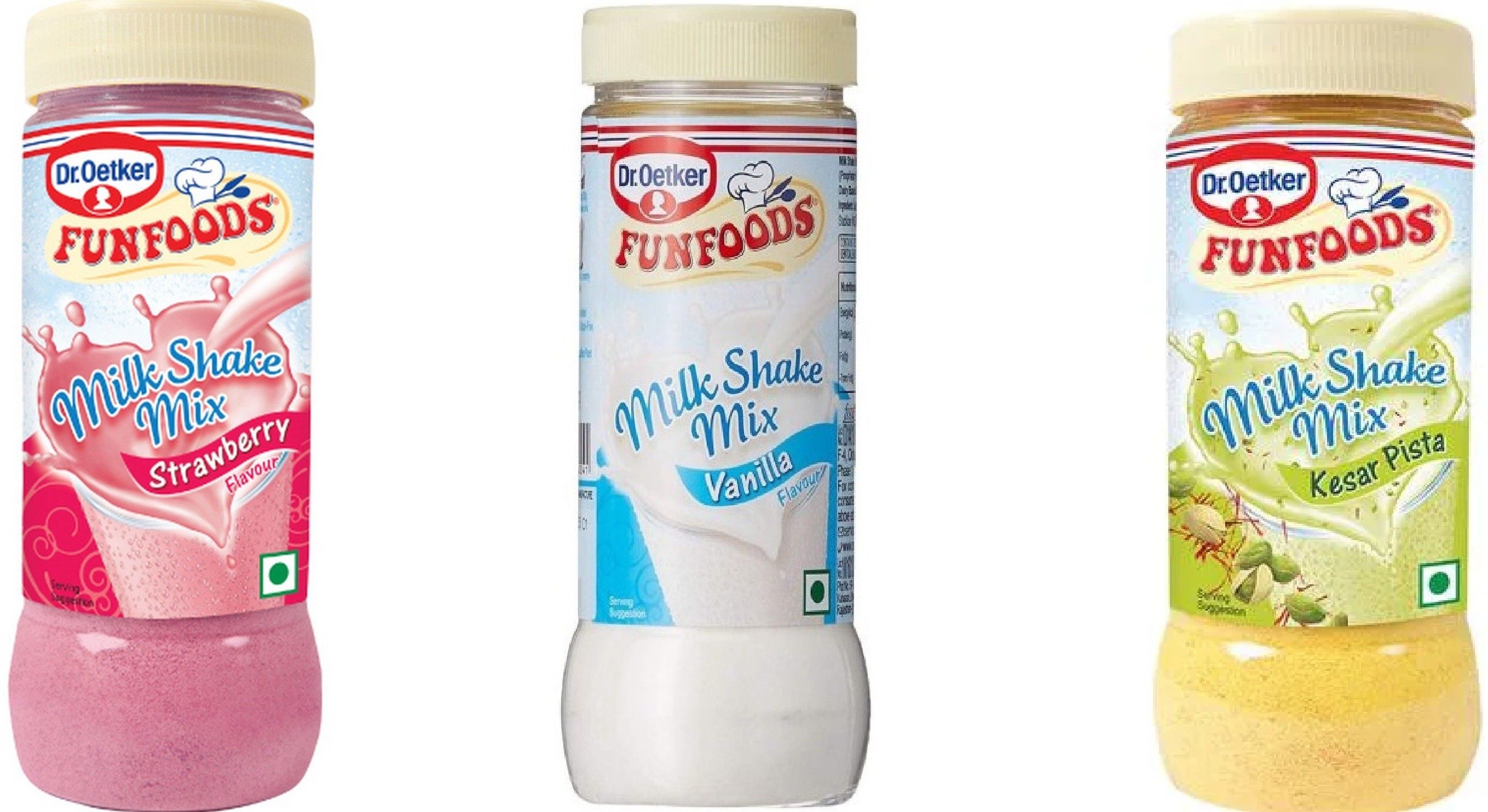 funfoods by dr. oetker MILK SHAKE MIX STRAWBERRY VANILLA KESAR PISTA-picture-11