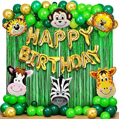 Happy Birthday Foil with Jungle Theme For Party Decoration Combo Kit-image-36