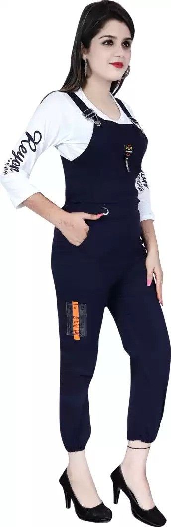 Women Dark Blue Dungaree-image-4