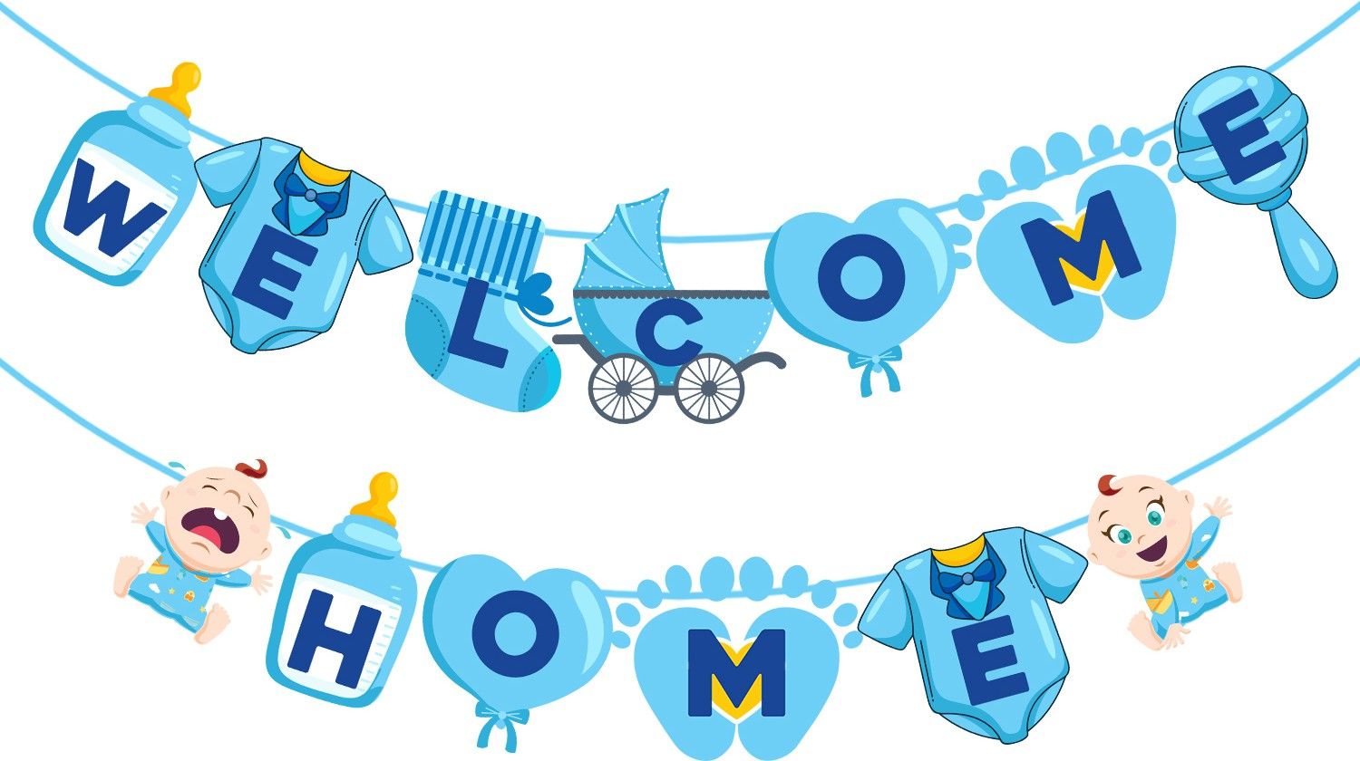 zyozi Baby Boy Welcome Home Decoration Kit Banner for Baby Shower / Welcome Party Banner-picture-0