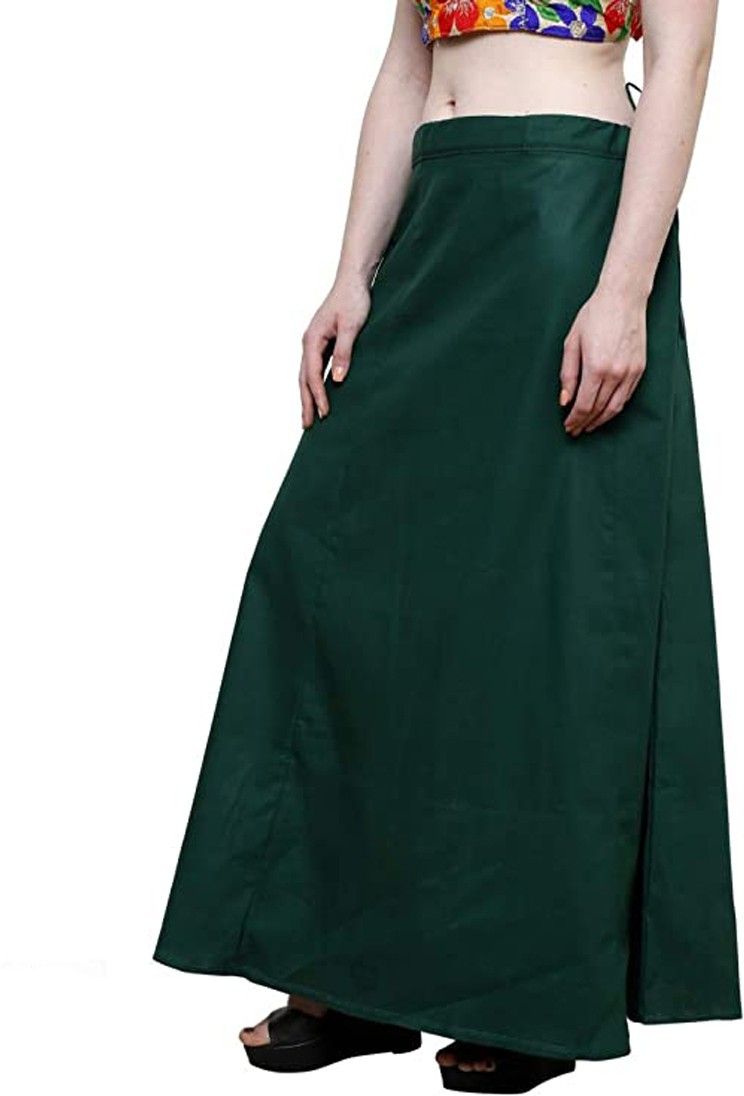 gosulbra fashion Saree Petticoat ( Waist-40 inch, Length-37 inch) Dark Green Cotton Blend Petticoat-image-14