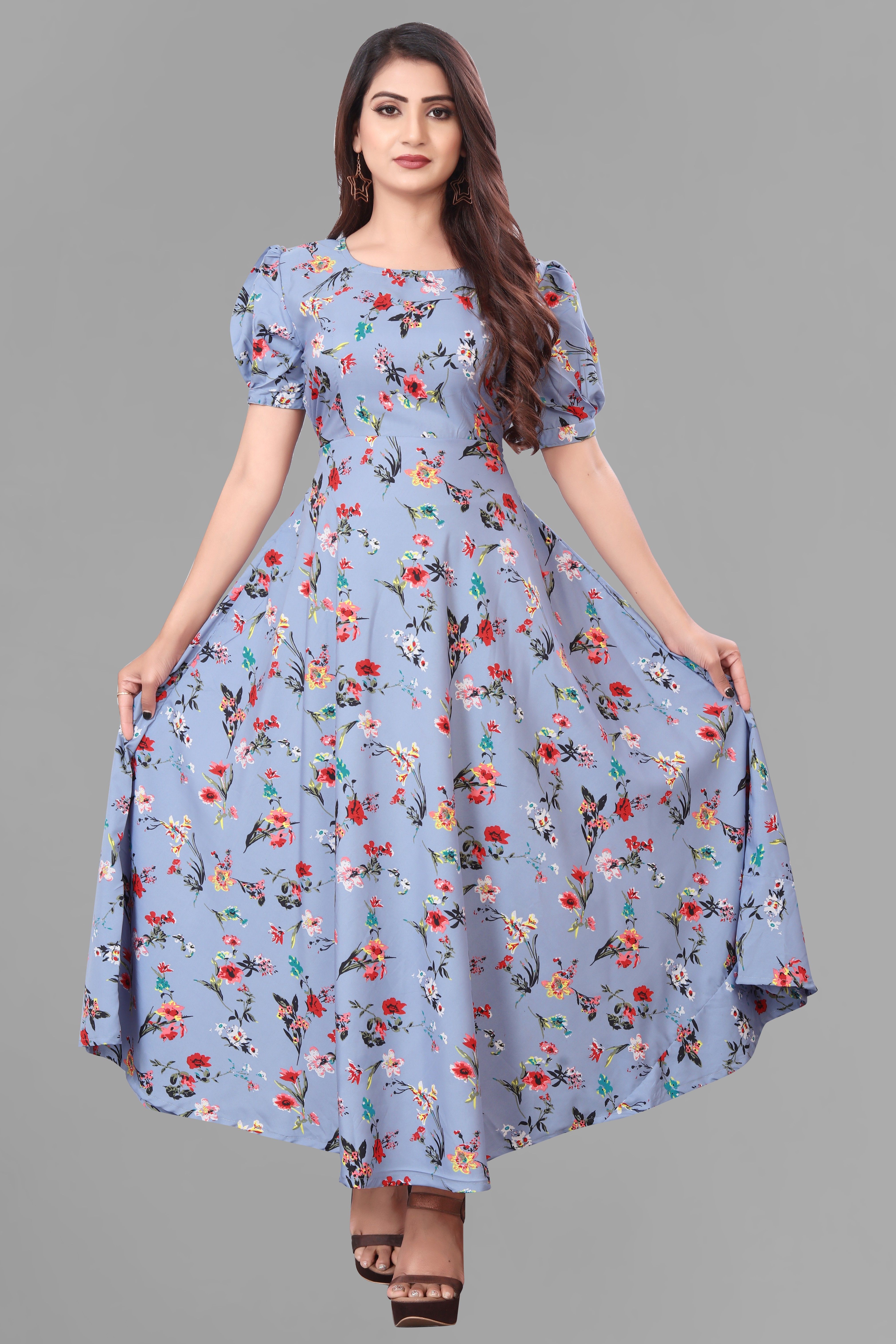 Women Maxi Blue Full Length Dress-image-22