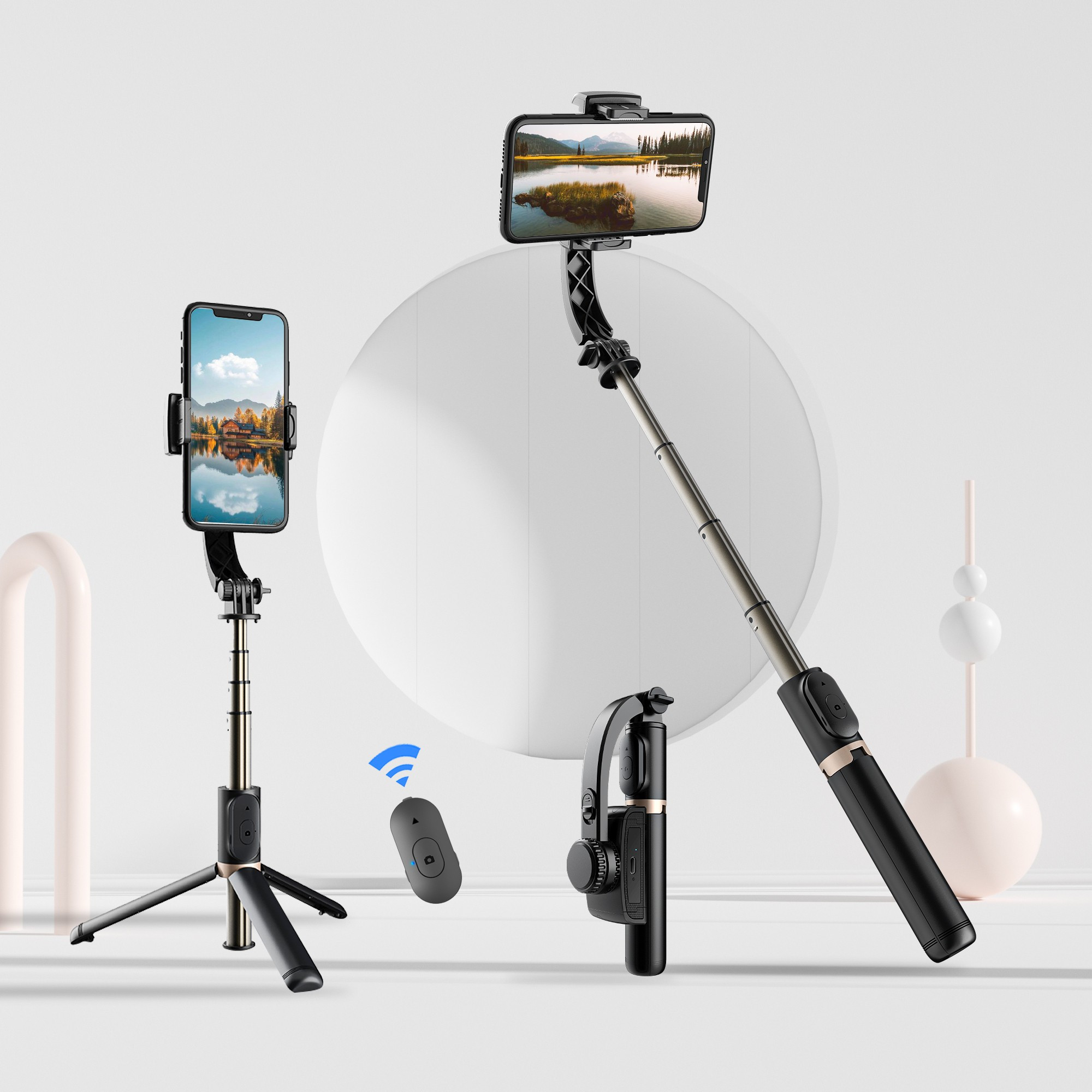 Wifton Handheld Gimbal Stabilizer With Bluetooth shutter Tripod For Smartphone-IIV Single Gimbal for Mobile, Camera image 1