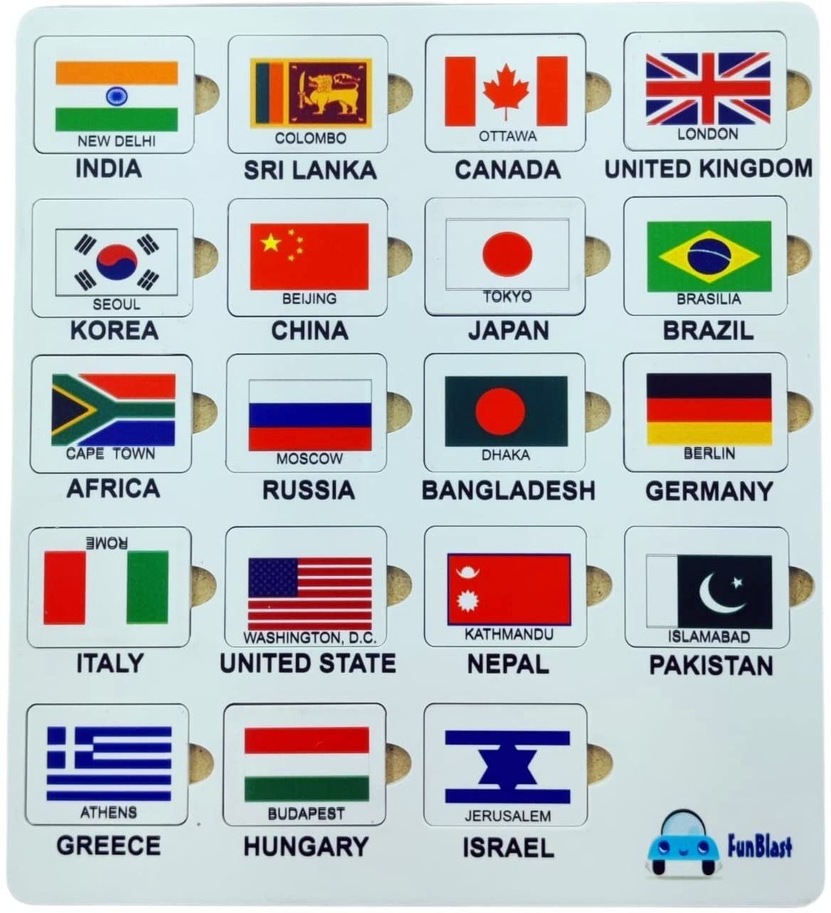 World Country Flags Puzzle for Kids - Learning Board for Kids